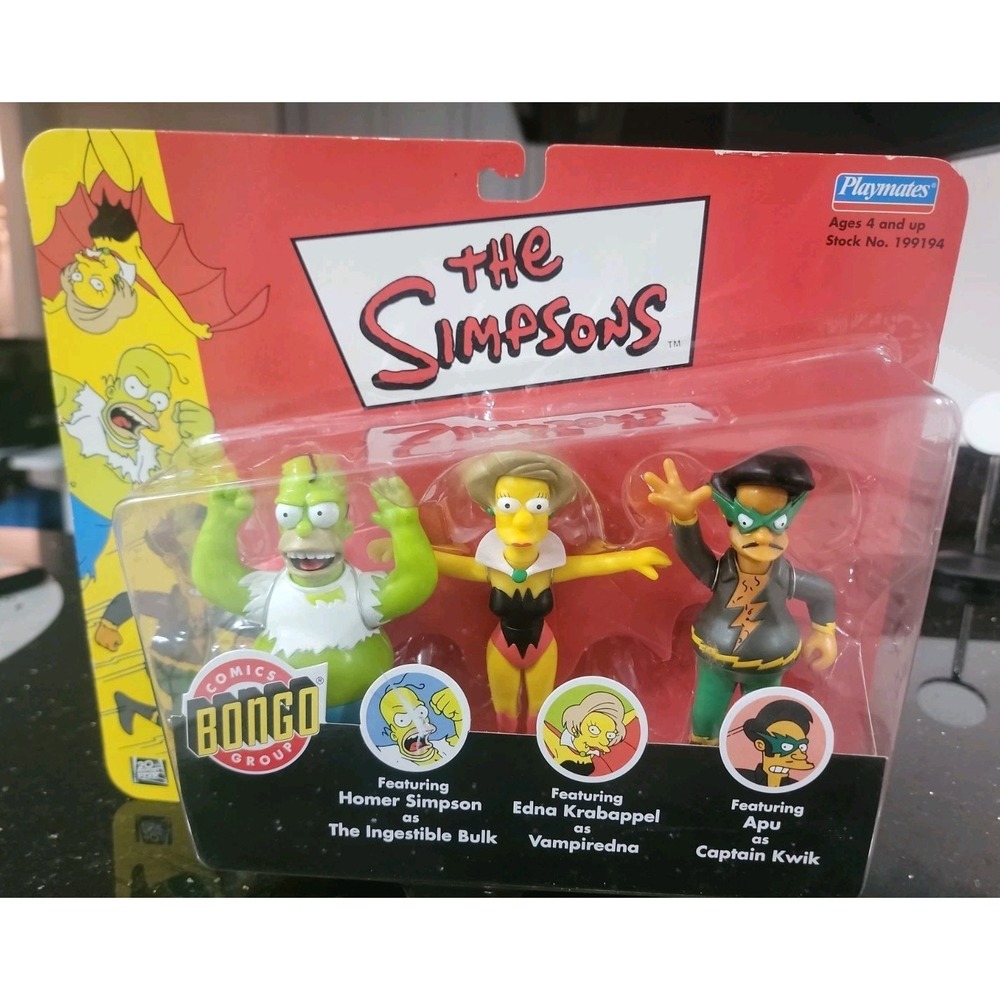 Treehouse of Horror Simpsons Comic Bongo Group Homer/ Edna/ Apu - Playmates New!